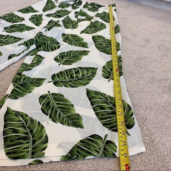 Sage & Citrus green leaf tropical wide leg cropped pants Sz XL - Picture 13 of 14